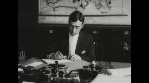 Secretary Newton Diehl Baker working in office Stock Footage