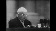 Secretary Nikita Khrushchev Speaks About Launch Of Sputnik 1 Satellite - 1958 Stock Footage