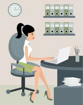 Secretary at office Stock Illustration