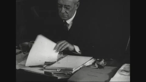 Secretary Robert Lansing working at desk Stock Footage 43313074