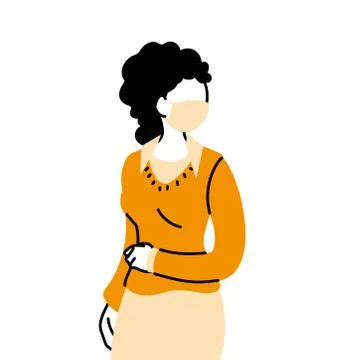 Secretary worker using face mask during pandemic Illustrazione stock