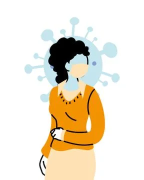 Secretary worker using face mask during pandemic Illustrazione stock