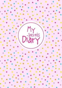 Secrets diary template, colorful dots on pink background Stock Illustration
