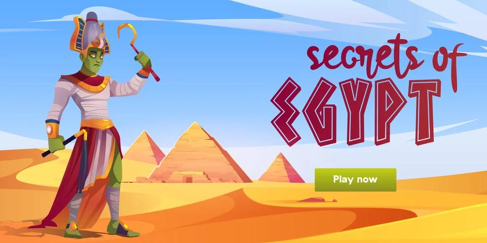 Secrets of Egypt computer game interface with Ra Stock Illustration