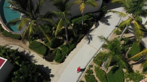 Secrets Puerto Los, Cabos nice resort aerial shot mexico people walking 4k Video stock 152483500