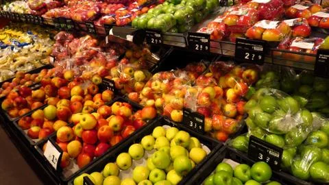 Section With Apples in Supermarket Stock Photos