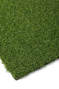 Section of Artificial Turf Grass On White Background. Stock Photos