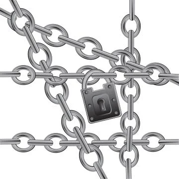 Section chain on lock Stock Illustration