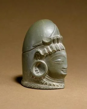 Section of a Diptych in Linga Form, Interior Depicting Shiva and Parvati 7t.. 写真素材