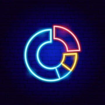 Section Donut Chart Neon Sign Stock Illustration