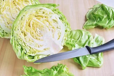 Section of fresh head of cabbage Stock Photos
