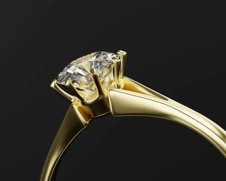Section of Gold Diamond Ring Isolated On black Background with copy space 3.. 库存照片