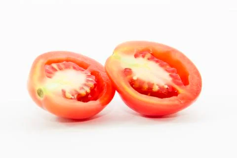 Section half sliced red tomatoes Stock Photos