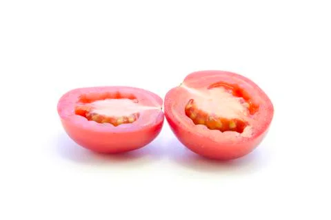 Section half sliced red tomatoes Stock Photos