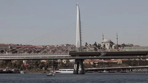 Section of the Halic Metro station on Golden Horn in Istanbul city. Stock Footage 140388569
