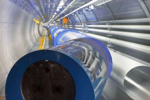 Section of the LHC accellerometer sites at Cern in Geneve. This mechanical Stock Photos