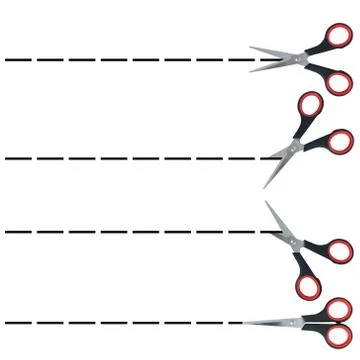 Section lines with scissors, set Stock Photos