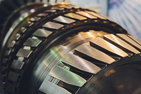 Section model of a historic jet engine. Foto stock
