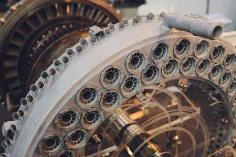 Section model of a historic jet engine. Foto stock