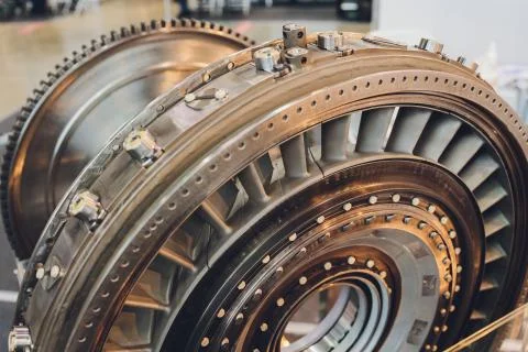 Section model of a historic jet engine. Foto stock