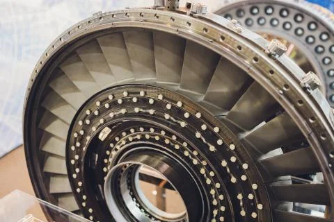 Section model of a historic jet engine. Foto stock