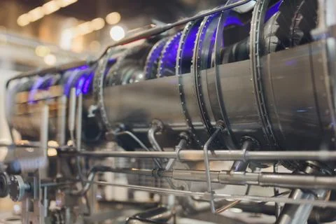 Section model of a historic jet engine. Foto stock