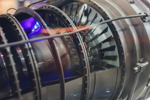 Section model of a historic jet engine. Foto stock