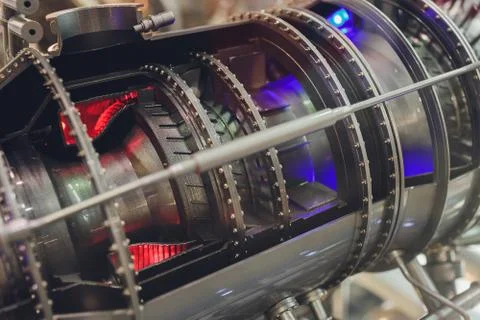 Section model of a historic jet engine. 스톡 사진