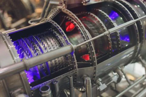 Section model of a historic jet engine. 스톡 사진