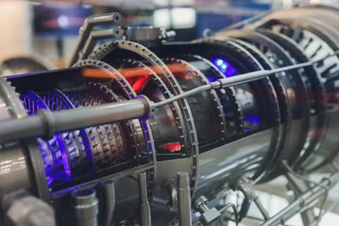 Section model of a historic jet engine. 스톡 사진