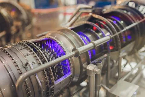Section model of a historic jet engine. 스톡 사진