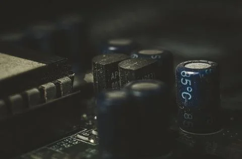 The section of the motherboard in the macro Stock Photos