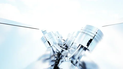 The section of the motor with pistons Stock Footage 134328643
