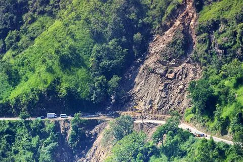 Section of mountain road Stock Photos