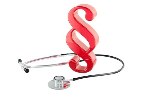 Section, paragraph symbol with stethoscope. 3D rendering Stock Illustration