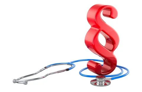 Section, paragraph symbol with stethoscope. 3D rendering Stock Illustration