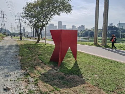 Section of a park next to a river Stock Photos