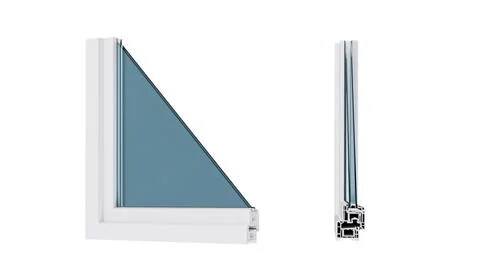 Section of a plastic window with double glazing in section for advertising an Stock Illustration