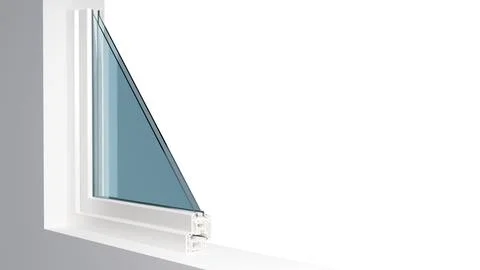 Section of a plastic window with double glazing in a section for advertisin.. Stock Illustration