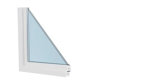 Section of a plastic window with double glazing in section for advertising an Stock Illustration