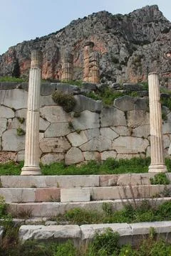 Section of polygonal wall at Delphi, Greece Stock-Fotos