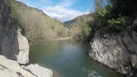 A section of a river in the wilderness on a sunny day Video stock 150100086