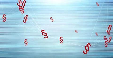 Section symbol icons connected with blue background Illustrazione stock