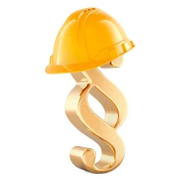 Section symbol with orange hard hat, 3D rendering Stock Illustration