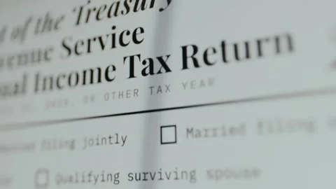 Section of a U.S. tax document Form 1040 Stock Footage 333415560