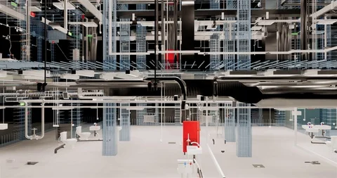 Section view interior room space of building without front facade wall 库存影片 120261967