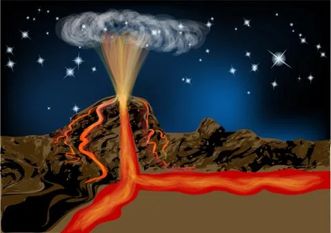Section of volcano Stock Illustration