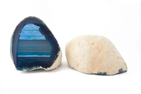 Section of a white and blue geode Foto stock