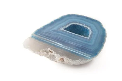 Section of a white and blue geode Foto stock