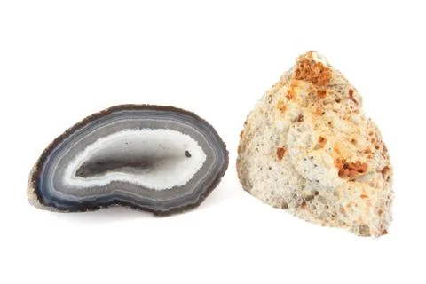 Section of a white and blue geode Stock Photos